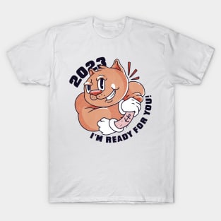 Strong cat cartoon new year T-Shirt